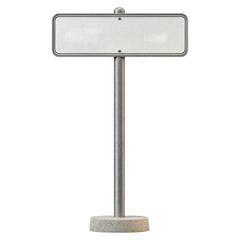 Blank Street Sign on Metal Pole Isolated on White Background for Use, isolated on transparent background.