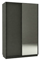 Contemporary grey bedroom wardrobe with a sliding mirror door isolated on a transparent background