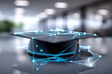 Graduation cap with digital network (1)