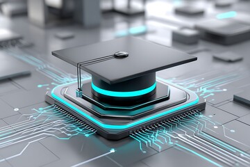 Graduation cap on a CPU chip
