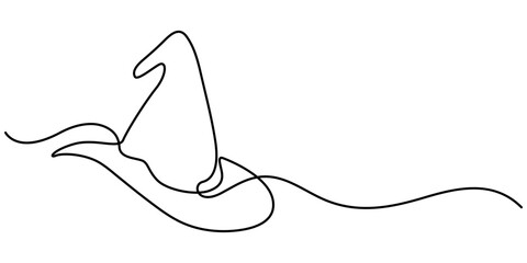 Magic hat with a wand of continuous one line drawing, Magician's Hat Icon on Transparent Background, Magic has outline pro vector illustration. minimal concept one line icon, Magic has outline pro. 