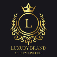 Golden L Monogram Luxury Brand Logo