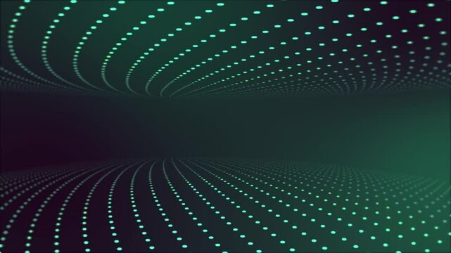Seamlessly looping green technology background with composition copy space in dark