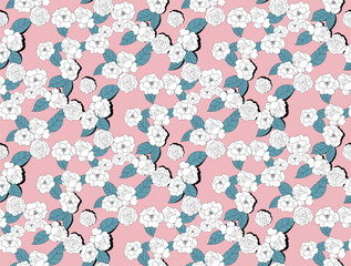 Hand draw doodle flowers pattern. Seamless abstract pattern design in vector