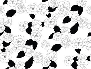 Hand draw doodle flowers pattern. Seamless abstract pattern design in vector