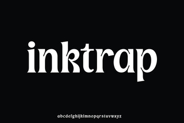 Trendy ink trap retro style serif alphabet display font vector illustration