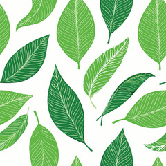 Seamless Tropical Leaf Pattern Vector - Green Banana Leaves Background Illustration