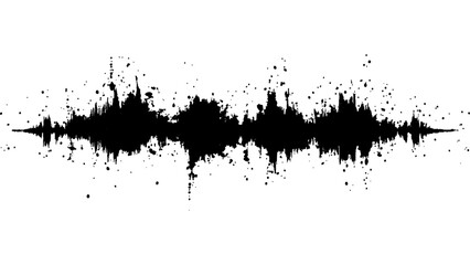 Fototapeta premium Vector brush grunge texture. Soundwave with ink splatter effect, black and white. Sound wave with ink splatter effect, Black and white, isolated on white background. 