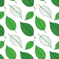 Fototapeta premium Seamless Tropical Leaf Pattern Vector - Green Banana Leaves Background Illustration