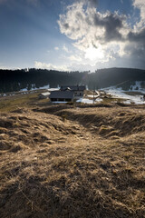 Basson Hill: trenches of the Austro-Hungarian stronghold of the Great War. Vezzena, Levico Terme, Trentino, Italy.