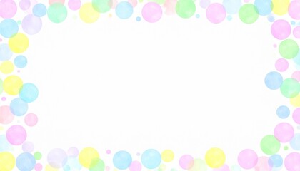 優しい水彩の水玉パステルフレーム素材