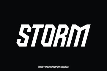 Strong bold slant storm alphabet display font vector illustration
