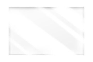 Transparent, shiny glass sheet. Transparent plastic panel. Glare and reflections on the transparent surface. Showcase. Cut out