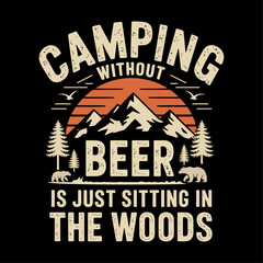 Vintage sunset camping t-shirt , Beer t-shirt design