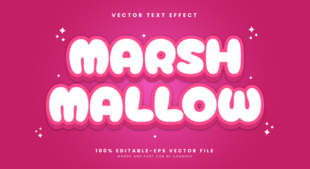 Cartoon Pink Style Marsh Mallow 3d editable Text Effect Template