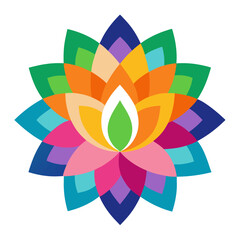 Obraz premium Whimsical Lotus Mandala in Rainbow Artistic Style