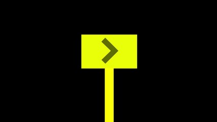 Yellow Signpost with Right Arrow on Black Background