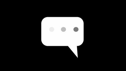 White Speech Bubble with Three Dots on Black Background