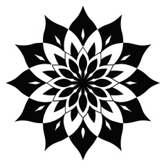 Obraz premium Monochrome Floral Mandala with Sharp Symmetrical Tips