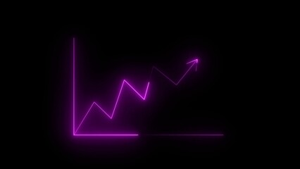 Glowing Neon Purple Rising Graph on Black Background