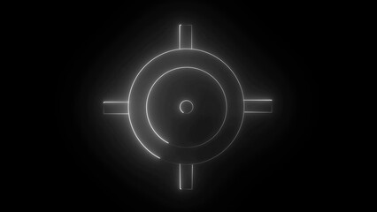Glowing White Target Symbol on Black Background crosshair
