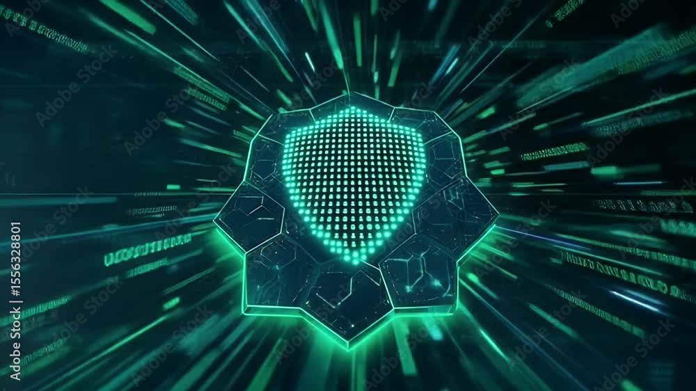 Aufkleber digital data shield animation with glowing effects