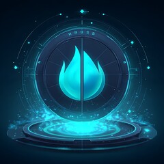 Futuristic stylized graphic with glowing flames