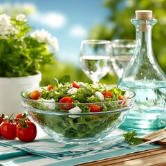 Fresh salad outdoors