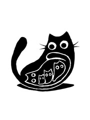 Cute black cat carrying its little kittens inside