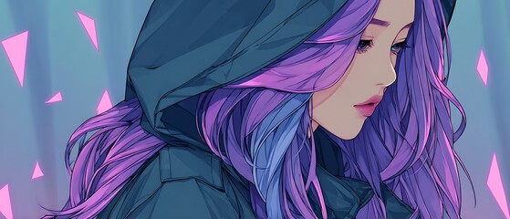Girl in a hoodie with vibrant hair