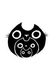 Cute stylized cat face with two smaller cat faces inside