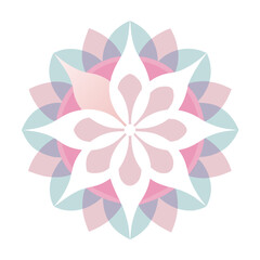 Obraz premium - A gentle, floral mandala with dreamy, translucent hues, appearing as a harmonious bloom floating in a serene, light-filled space.