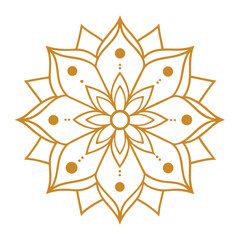 - A simple, minimalist mandala with gold linework and floral accents, resembling a stylized, modern decorative piece.