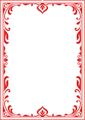 Red vintage frame, book cover decoration frame, a4 frame