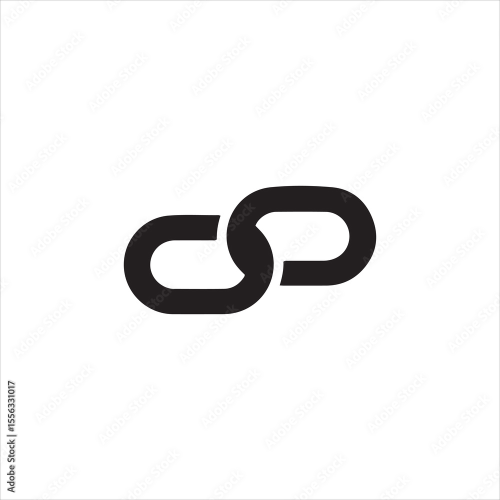Poster bold black chain link symbol representing connection and unity
