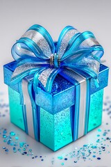 Gift Box with Teal Ribbon