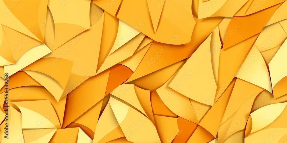 Poster abstract background of overlapping yellow and orange geometric shapes creating a mosaic effect