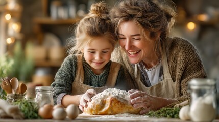 Baking memories a heartwarming cooking session between grandmother and granddaughter in a cozy kitchen setting