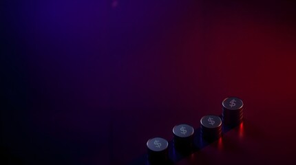 Glossy Dollar Coin Stacks on Vibrant Gradient Background
