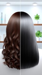 Hair color comparison, before and after