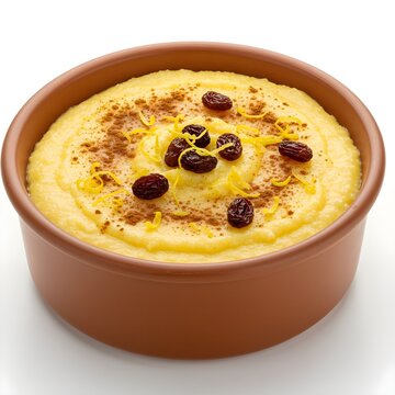 Spanish-style Canarian cornmeal dessert with milk, raisins, and cinnamon &ndash; Frangollo