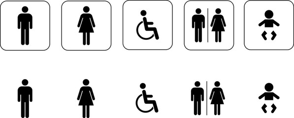 Restroom Toilet Icon Set WC Symbol Male and Female Restroom