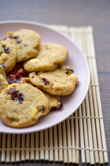 blueberry white chocolate chip cookies plate