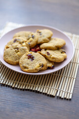 blueberry white chocolate chip cookies plate