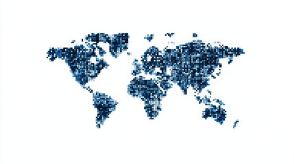 Fototapeta premium Abstract world map composed of various digital icons representing technology and connectivity in modern society.