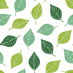 Fototapeta premium Seamless Tropical Leaf Pattern Vector - Green Banana Leaves Background Illustration