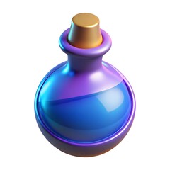 Obraz premium Vibrant Purple and Blue Potion Bottle: 3D Rendered Fantasy Elixir 3D icon high quality resolution