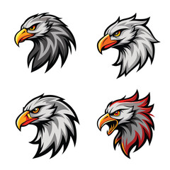 Fototapeta premium Eagle head logo icon vector art illustration set. Eagle silhouette vector illustration.