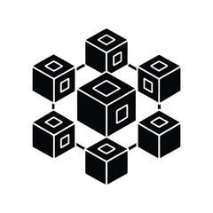 Interconnected Network of Cubes Forming a Decentralized System Black and White