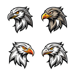 Fototapeta premium Eagle head logo icon vector art illustration set. Eagle silhouette vector illustration.